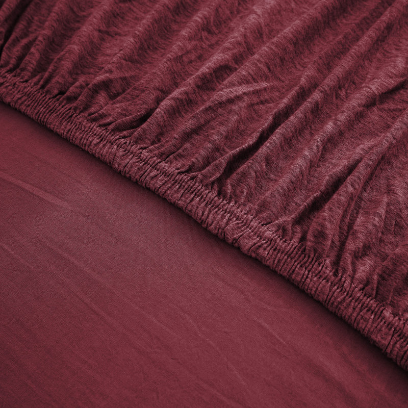 Jersey Knit Fitted Sheet, Burgundy, Double (4'6)