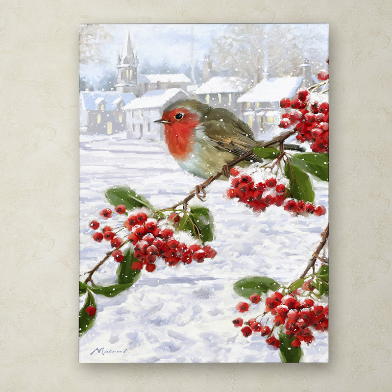 Armand «Robin on Berries», reproduction sur toile, H 32 po x l 24 po x P 2 po