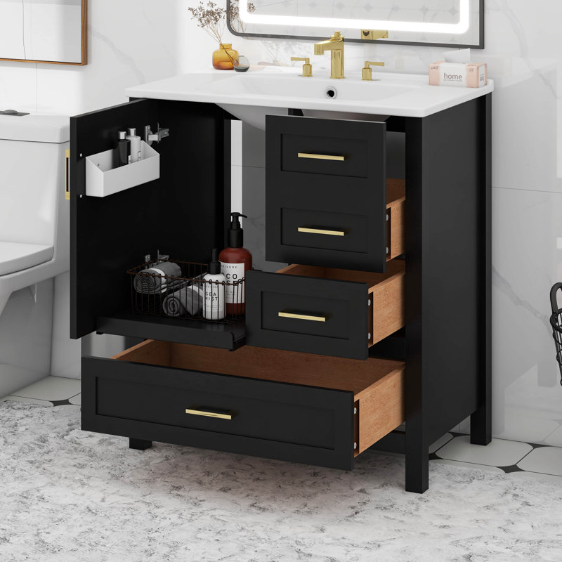 Ensemble de meuble-lavabo 30 po avec lavabo, Noir