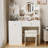 Makeup Vanity With Lighted Mirror, Vanity Desk With Cushioned Chair, Modern Makeup Vanity With 3 Color Lighting Brightness Adjustable, White Vanity Desk, Dressing Table For Bedroom Girl Women