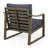 Wood Club Chair For Outdoor Spaces With Dark Grey Water- Foot Cushions And Classic Slat Look