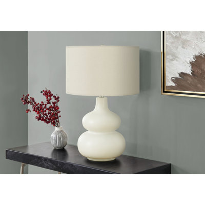 Contemporary Table Lamp With Ceramic Base And Linen Shade (Bulb Not Included)