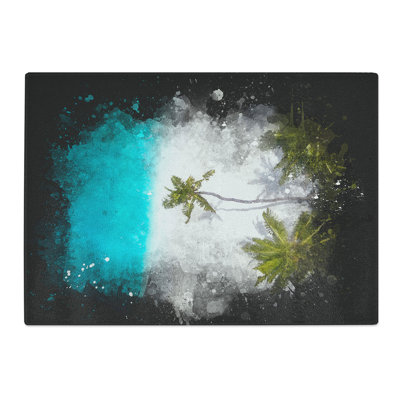 Tempered Glass Palm Tree Beach in the Maldives Chopping Board