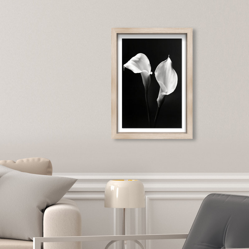 Calla Lily Framed Graphic Art, 16.5" H x 11.5" W, Natural Oak Shadowbox