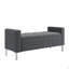 Banc repose-pieds carré avec accoudoirs carrés et garniture cloutée en velours moelleux gris anthracite