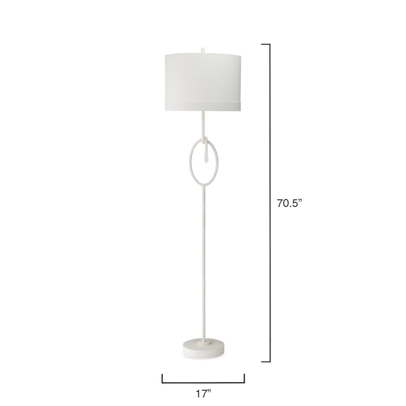 White Gesso Floor Lamp with Off White Linen Shade