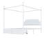 Lit plateforme à baldaquin en métal blanc pour grand lit avec tête de lit tapissier, 2 bacs de rangement et 2 armoires