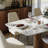 Modern Dining Room Sets, Pre-Assembly Rectangular Dining Table Sets, Sintered Stone Tabletop Kitchen Dining Table Set With Upholstered PU Leather Chairs-119183089-119183086-119183090