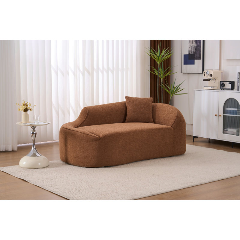 LY-048, chaise longue longue à compression, canapé-lit en chenille d'intérieur moderne avec canapé-lit à assise profonde et 1 coussin, canapé-lit pour salon, chambre à coucher, appartement, caramel.