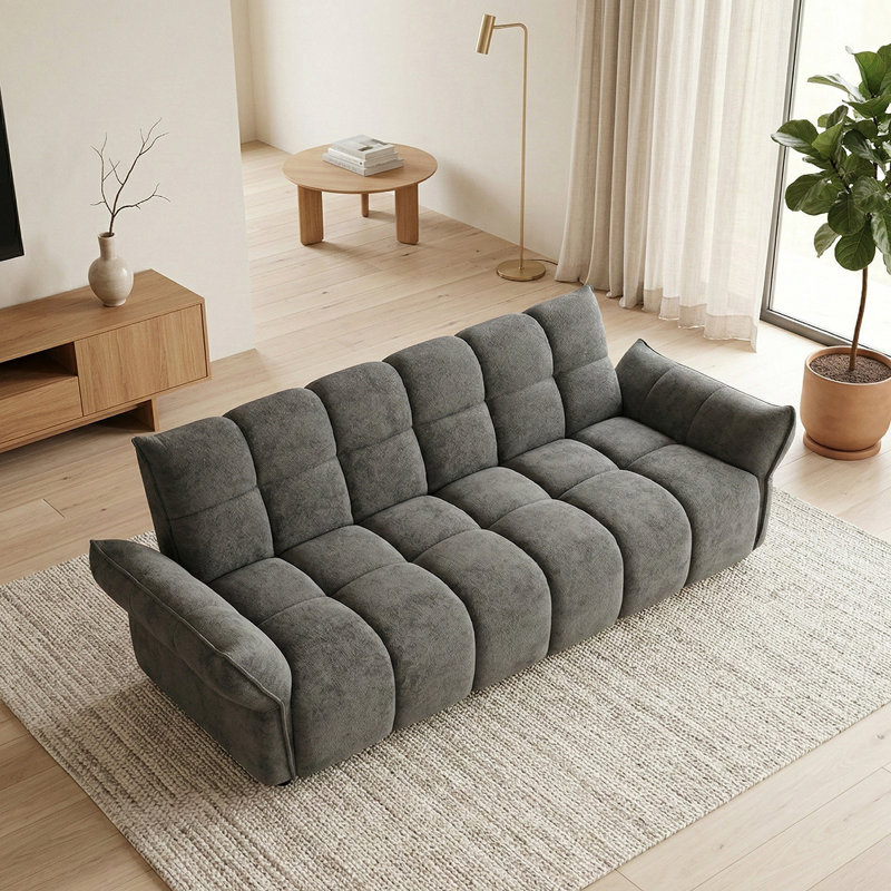 3 Seater Boucle Sofa Bed, Grey