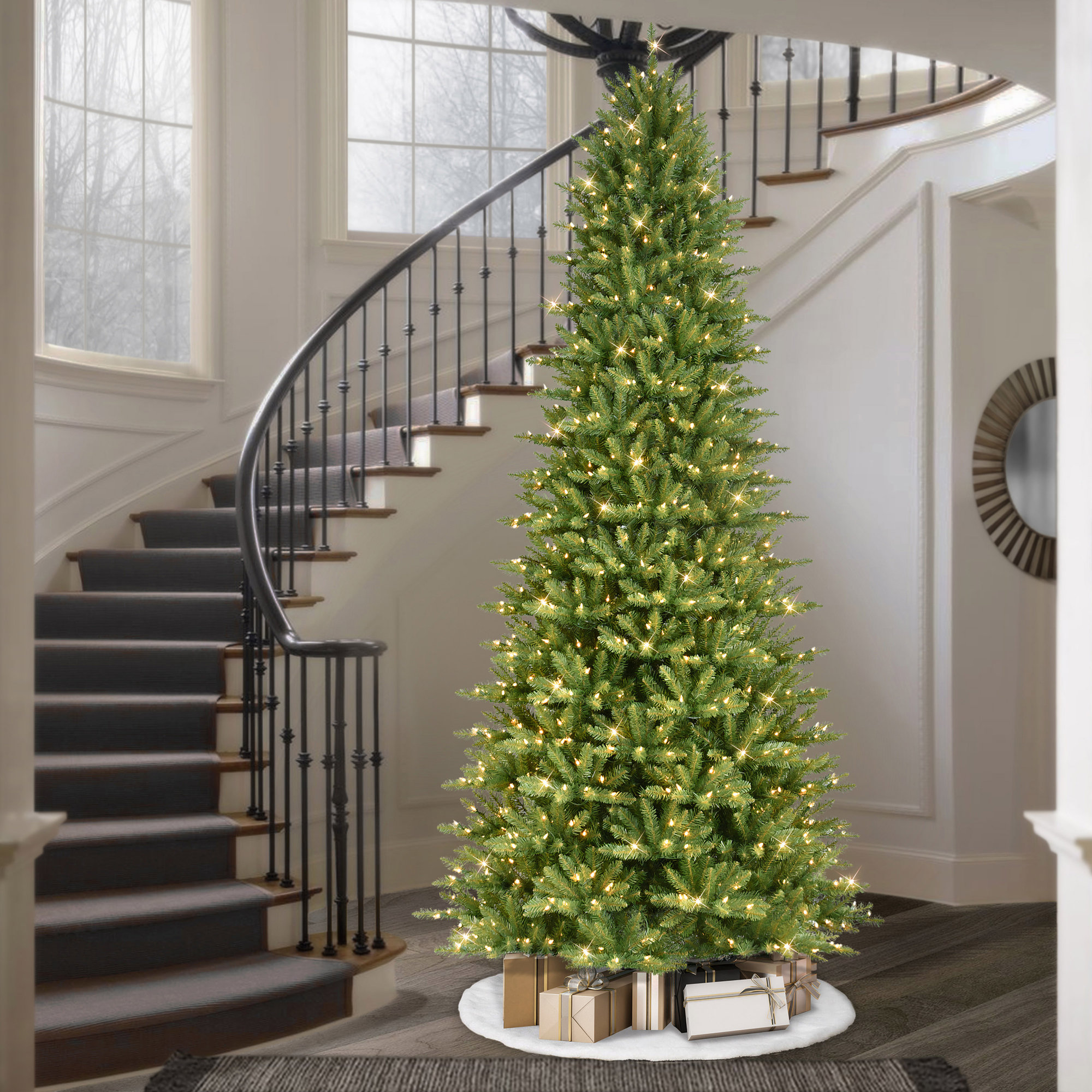 Slender Green Realistic Artificial Fir Christmas Tree, 10' H