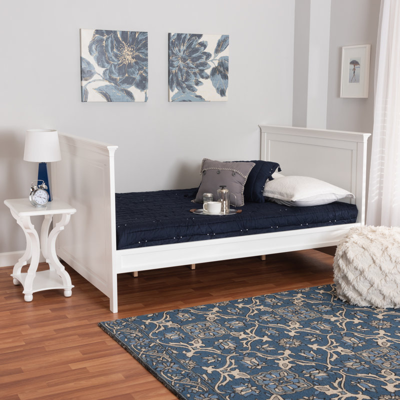 Lit de jour simple en bois au fini blanc classique et traditionnel Ceri, Simple