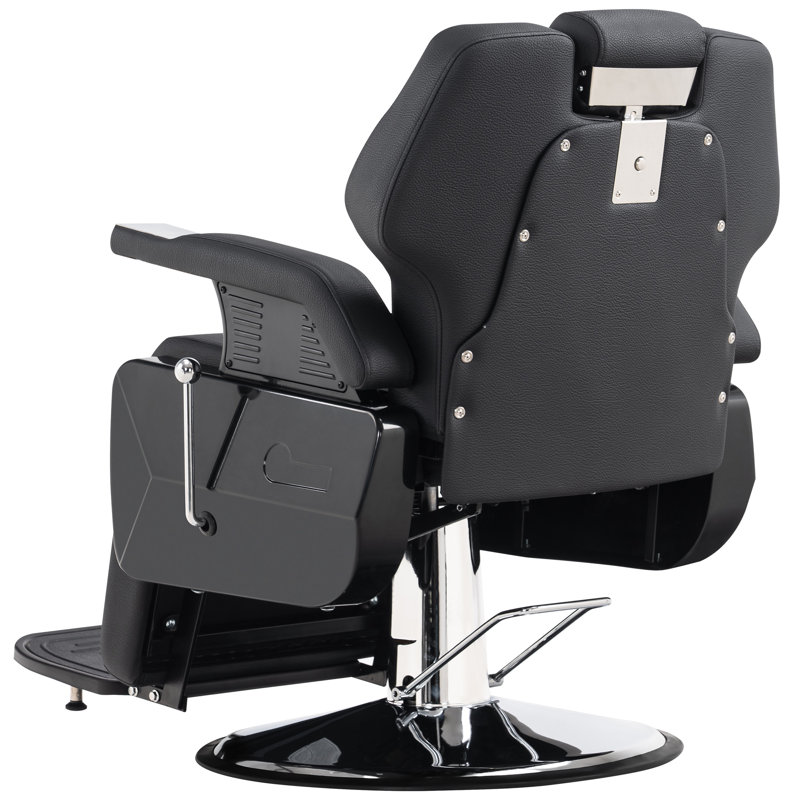 Fauteuil de coiffeur inclinable hydraulique Elianah Inbox Zero, Cuir synthétique noir
