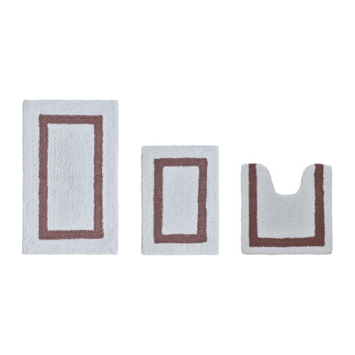Ensemble de tapis de salle de bain réversible 100% coton ultra doux 3 pièces Atle