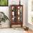44'' H Lighted Retro China Cabinet, With 2 Tempered Glass Doors And 3-Tier Curio Cabinet Display Cabinet -101643340
