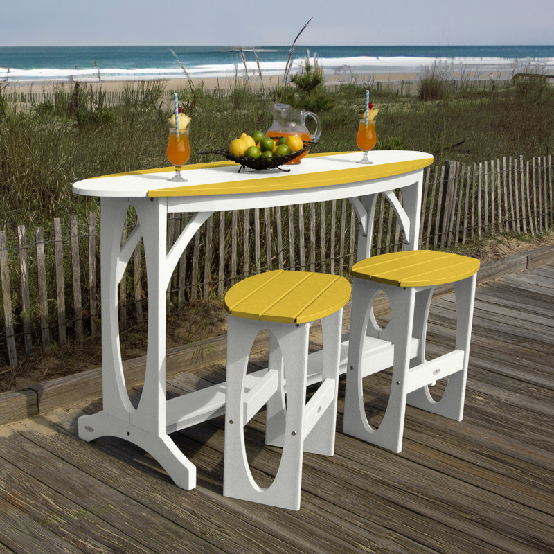 Ensemble de balcon à hauteur de bar 3 pièces Shoreline, Blanc / jaune rayon de soleil