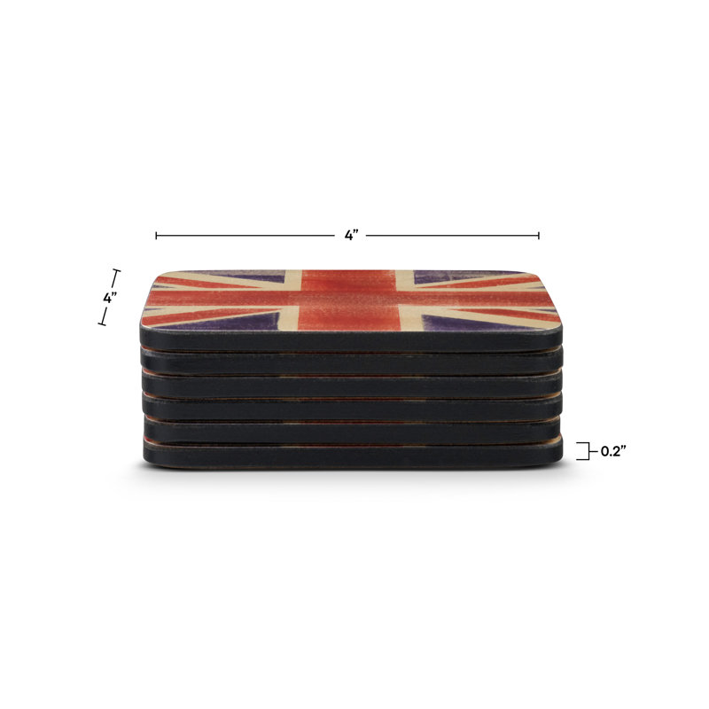 Pimpernel Union Jack Flag Coasters 4"X 4"