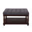 Grande table basse carrée avec repose-pieds en lin capitonné et grand repose-pieds avec tablette en bois massif-1044705474