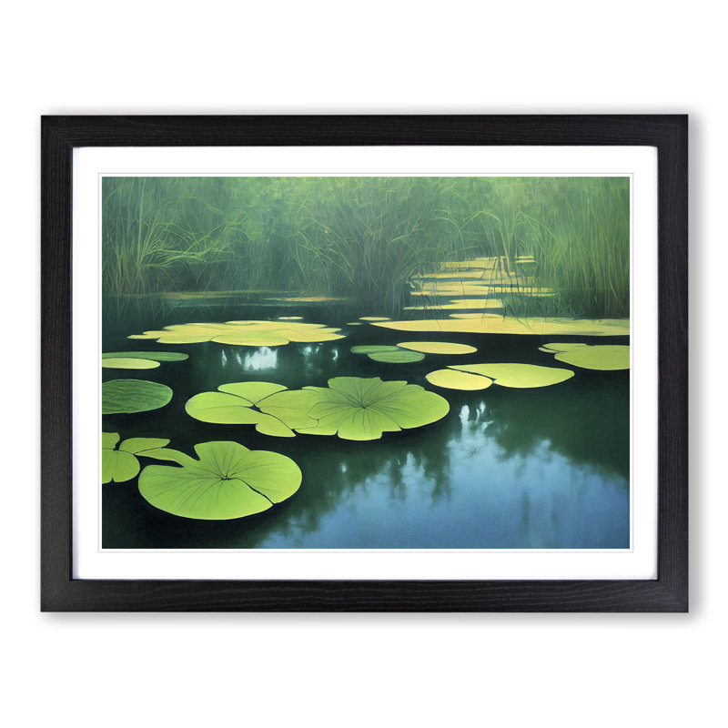 Pleasing Pond - Single Picture Frame Print, Black Framed, 46cm H x 64cm W x 2cm D