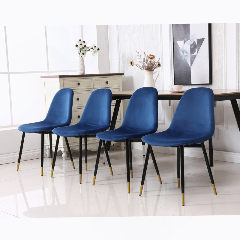 Ensemble de 4 chaises de salle à manger Lassan, Bleu
