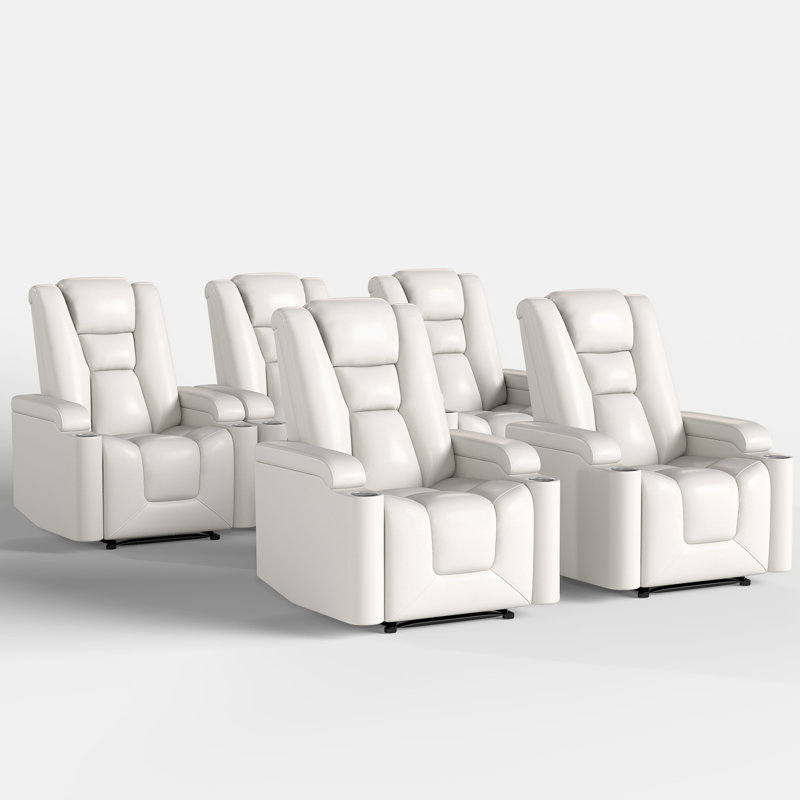  Fauteuil inclinable électrique de luxe en cuir végétalien de 35,3 po de largeur avec porte-gobelets et port de charge USB (ensemble de 5)