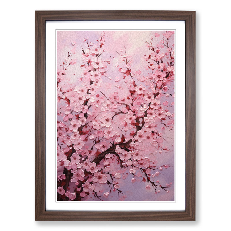 Cherry Blossom Tree Orphism No.2 - Single Picture Frame Print on Wood, 34cm H x 25cm W x 2cm D, Walnut Framed