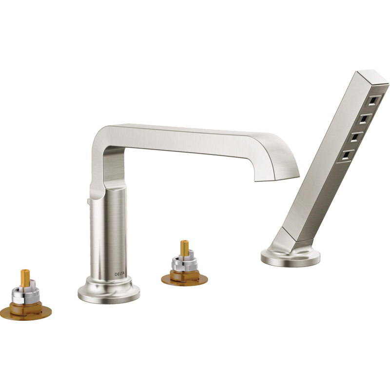 Tetra Roman Tub Faucet with Hand Held Shower, Tub Filler, Deck Mount Tub Faucet, Bathtub Faucet, Stainless Steel
