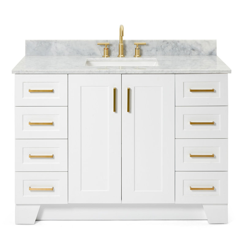 ARIEL TAYLOR 49 IN SINGLE RECTANGLE SINK VANITY, Rectangle, White, 54"