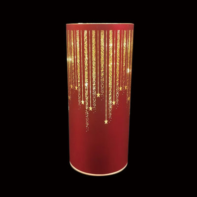Ouragan en verre bourgogne et doré à motif d'étoiles filantes de Season's Designs