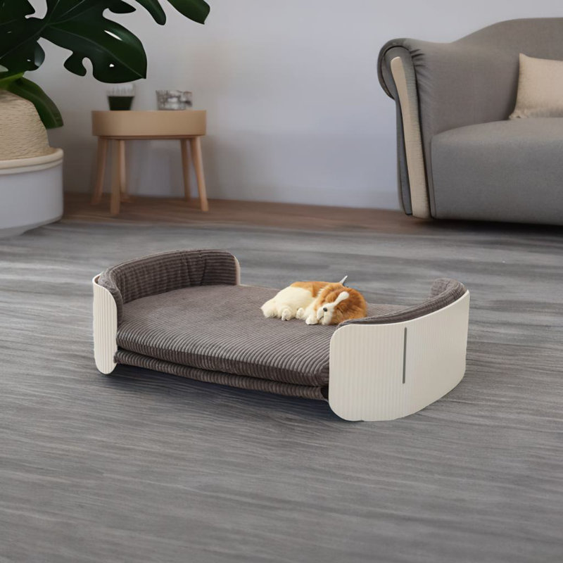 Lit d'intérieur pour chat, Blanc / Gris, Taille moyenne: l 41,3 po x P 28 po