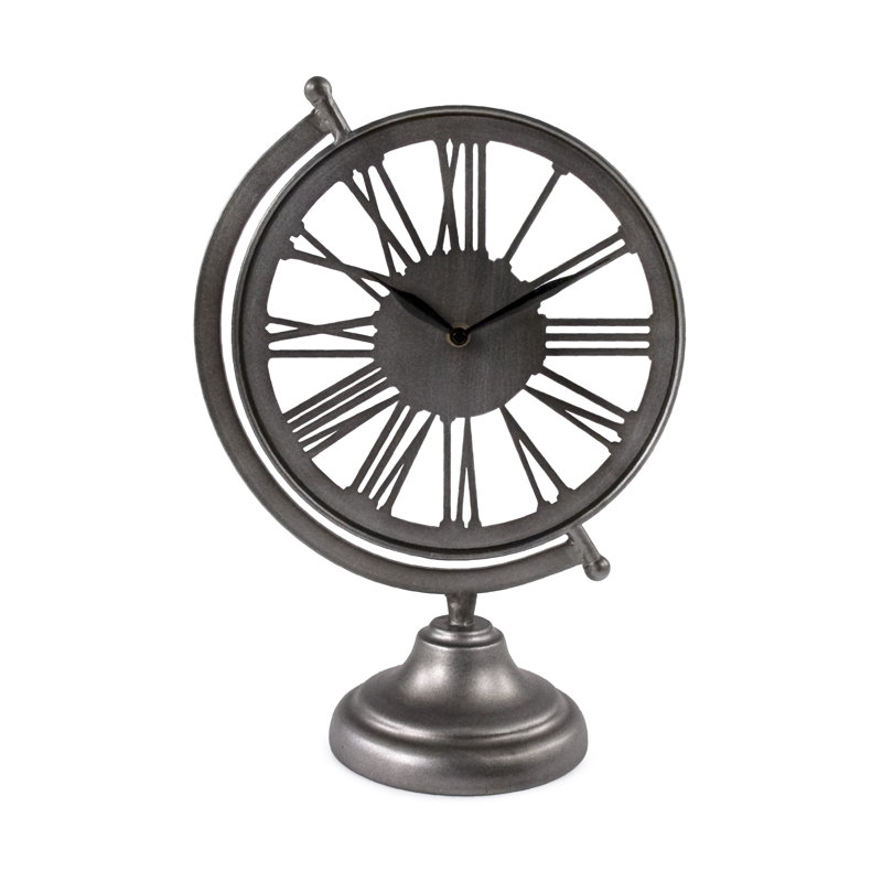 Horloge de table analogique en métal noir