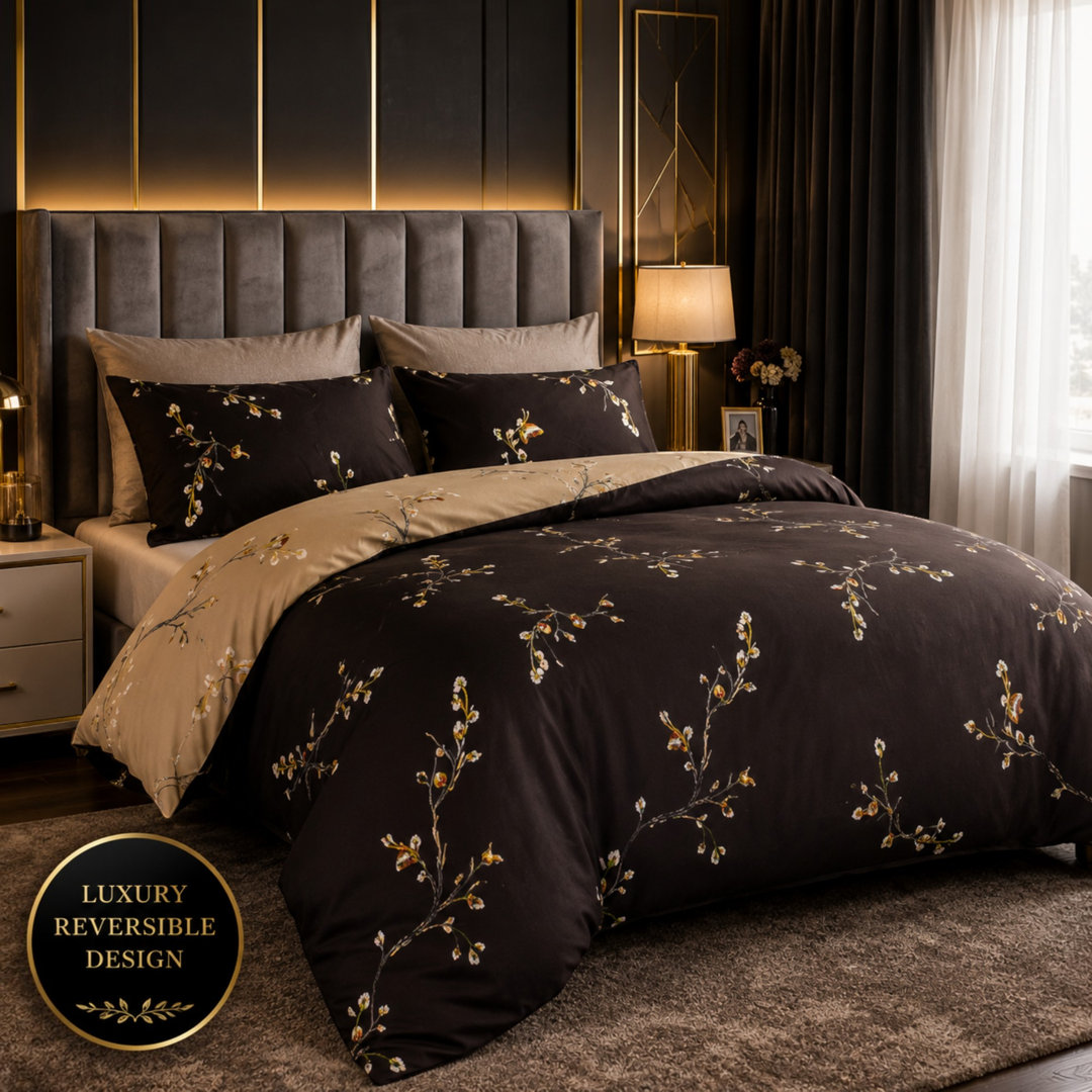 Premium Duvet Cover Set Double Brushed Microfiber Reversible With Zipper Closure & Corner Ties
