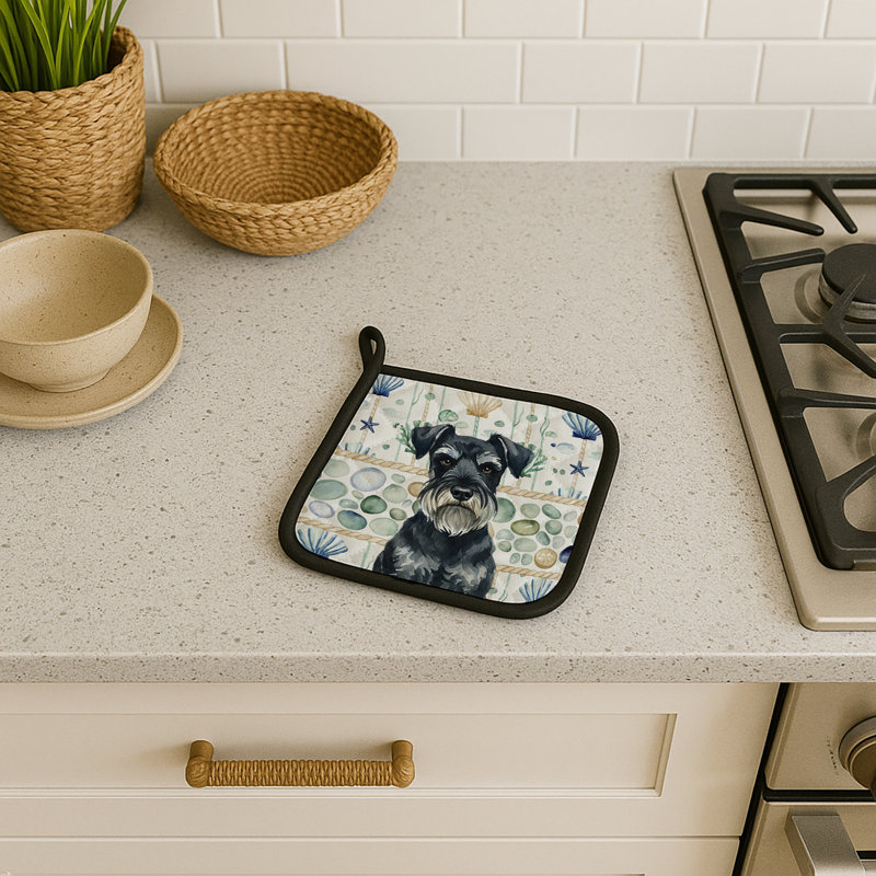Paire de porte-casseroles en verre de mer standard Schnauzer