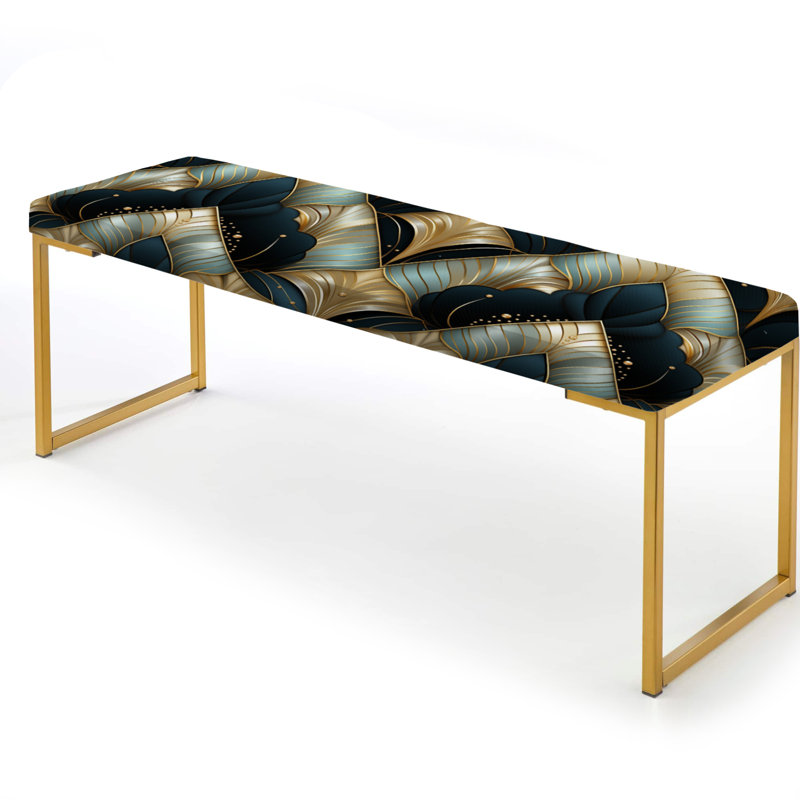Banc rembourré or, Émeraude et or Art Déco Glamour Grandeur