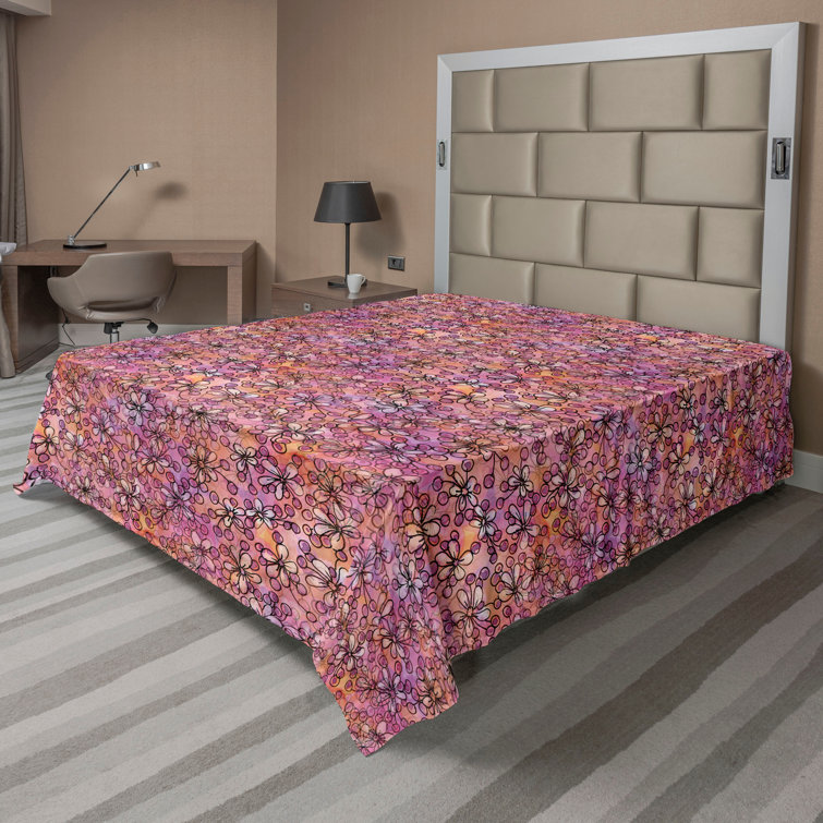 Drap plat à motif floral bohème Ambesonne