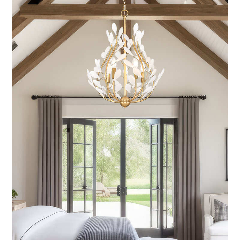 Claudine Modern Gold 5 Light Chandelier, 26" H x 24" W x 24" D, 5 Lights