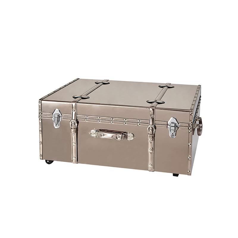 Texture Brand Designer Trunk with Wheels - Metallic, Bronze