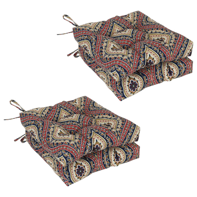 Coussins de chaise carrés de 16 pouces (ensemble de 4), Rouge / brun clair / Jasmina Lakewood marocain