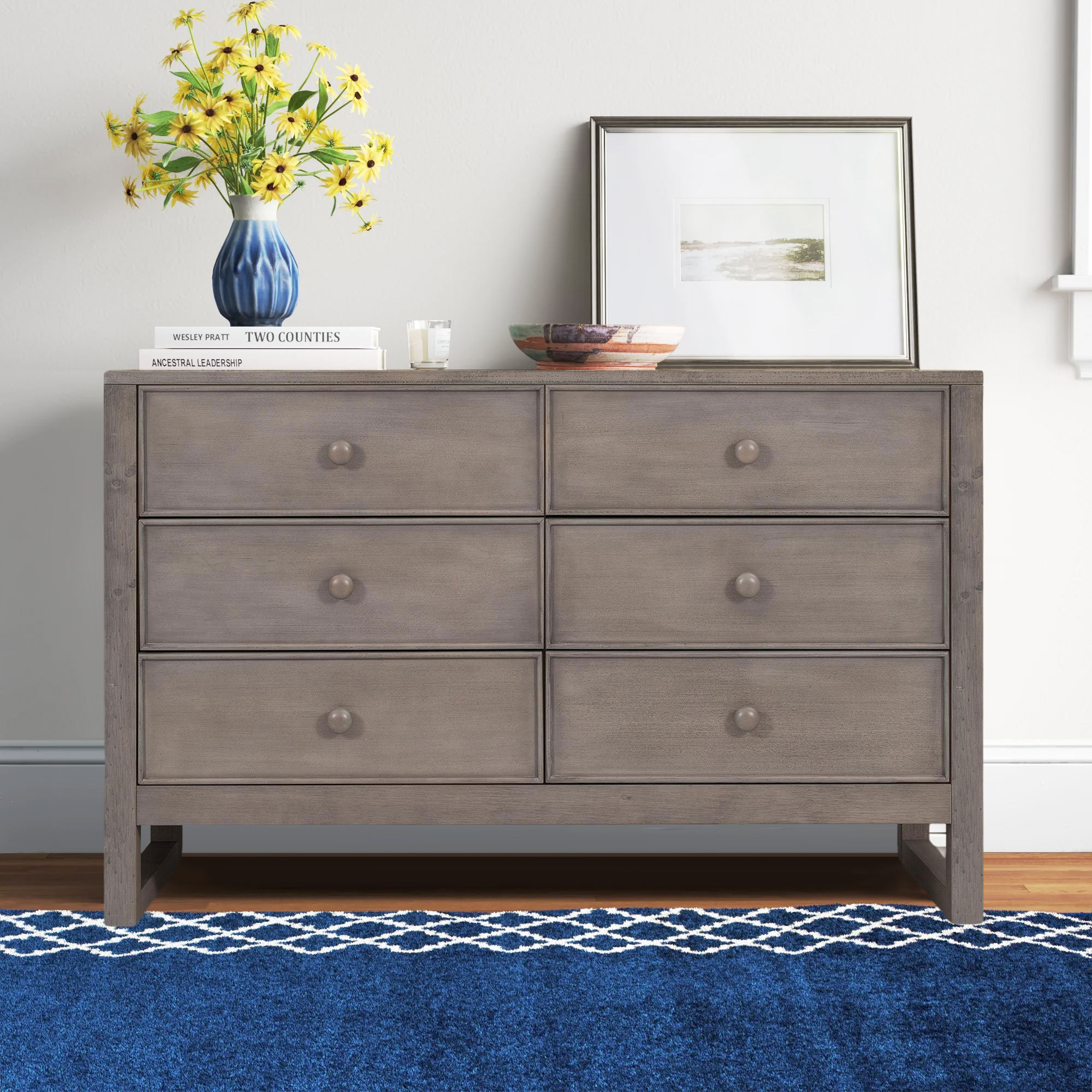 Latitude Run® Rustic Wooden Dresser With 6 Drawers,Storage Cabinet For ...