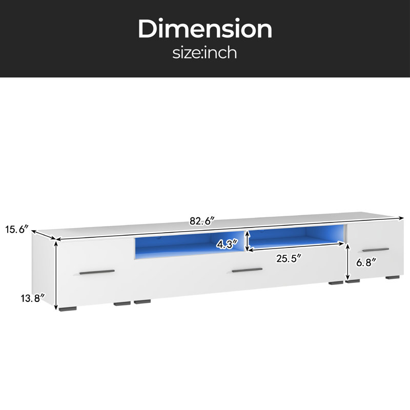 Crédence de rangement l 82,7 po Dedman, Blanc