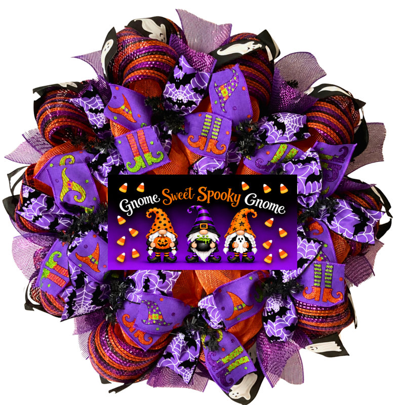Couronne d'Halloween Gnome Sweet Spooky Gnome