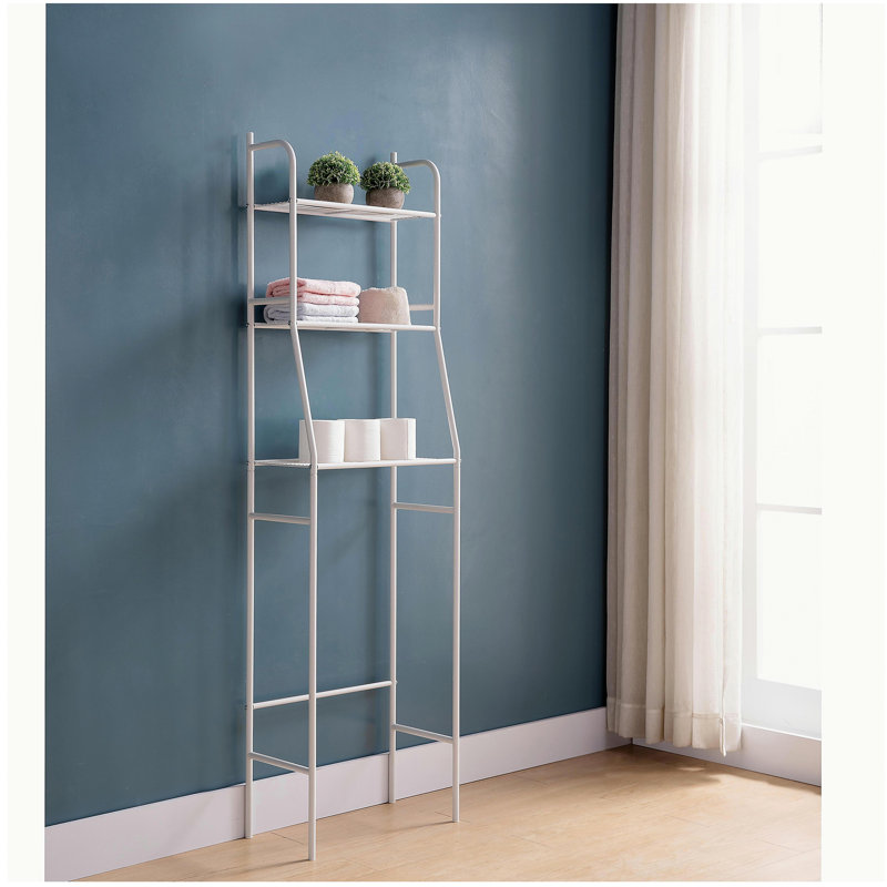 Étagère de rangement à trois niveaux au-dessus de la toilette - Blanc