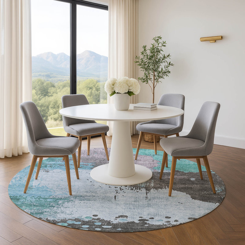 Premium Machine Washable Mouton Abstract Rug, Round 8'