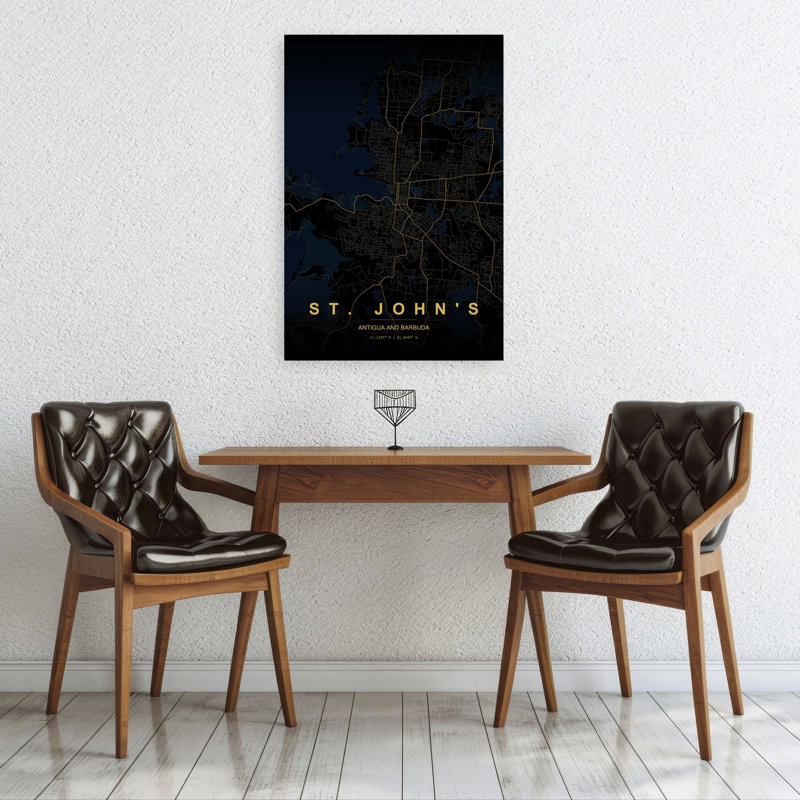 St. John'S City Elegant Minimalist Modern City Wall Art Print 1 Piece Wrapped Canvas Wall Art, 91.44cm H x 60.96cm W