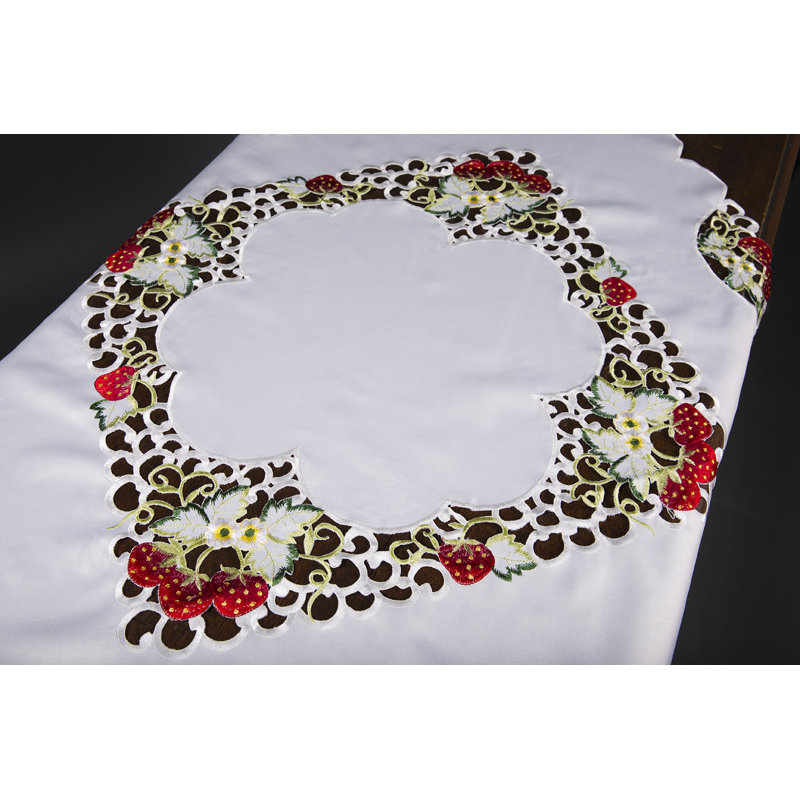 Strawberry Embroidered Cutwork Table Topper