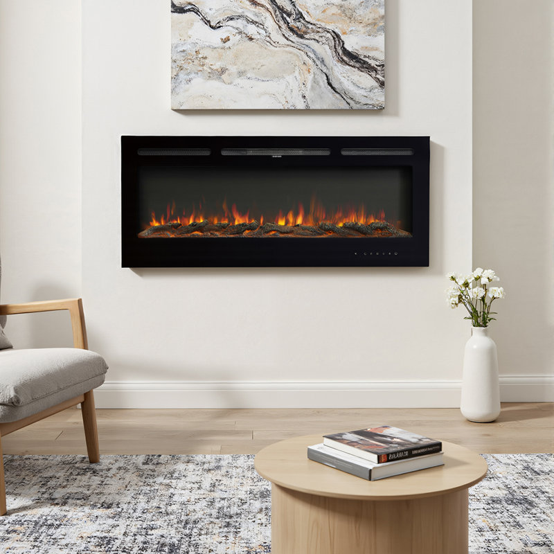 Symple Stuff 130cm W Black Electric Fireplace