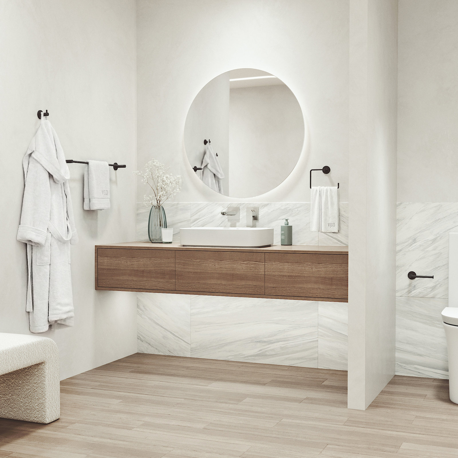Cass 4-Piece Bathroom Hardware Set, Matte Black
