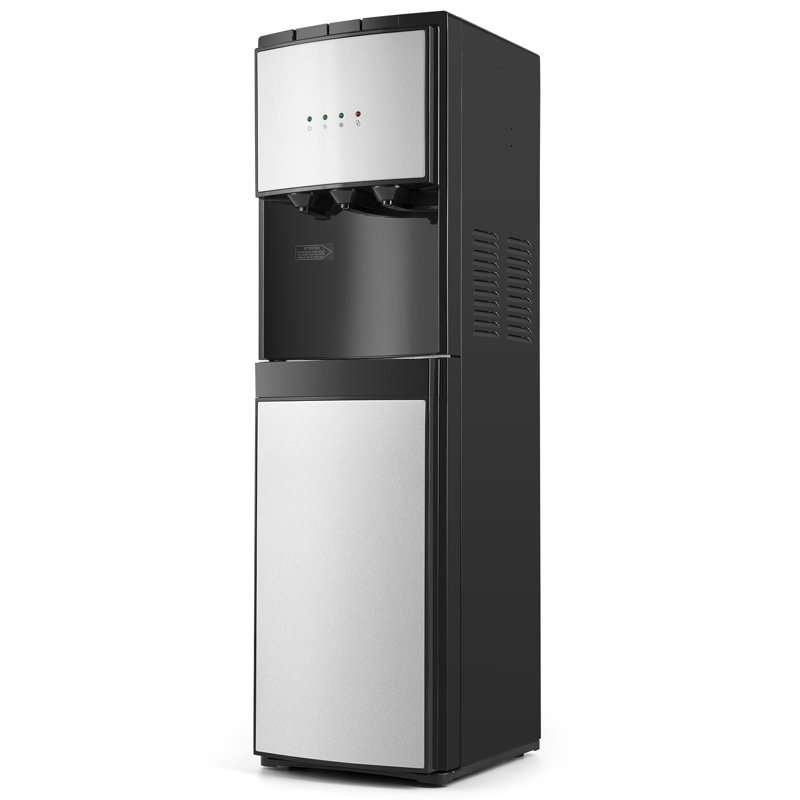 Black and Stainless Steel Bottom Loading Water Dispenser with Child Safety Lock