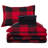 Marina Decoration Home Decor Bedding Comforters Duvet Soft Fluffy Goose Down Alternative Bed In A Bag BIAB 7 Piece Printed Comforter Set with 4 Piece Sheet Set, Red Black Plaid Pattern King Size-297582276