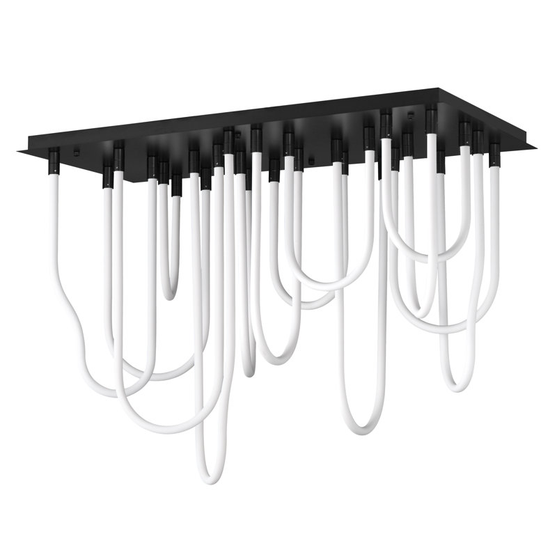 Soleil-Flush Mount Chandelier, Black